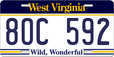 WV license plate 8OC592