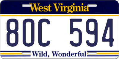 WV license plate 8OC594