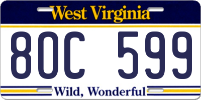 WV license plate 8OC599
