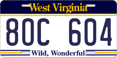 WV license plate 8OC604