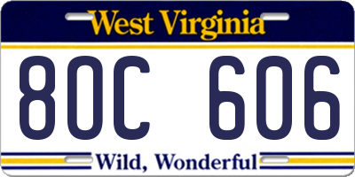 WV license plate 8OC606