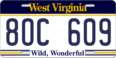 WV license plate 8OC609