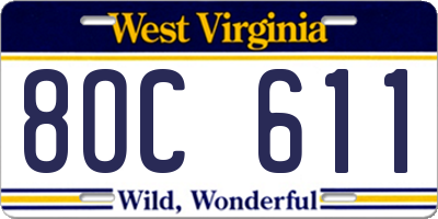 WV license plate 8OC611