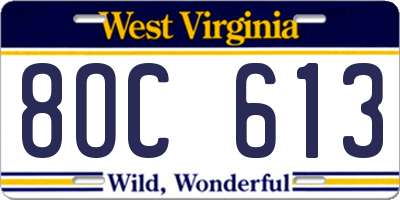 WV license plate 8OC613