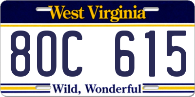 WV license plate 8OC615