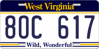WV license plate 8OC617