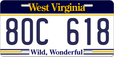 WV license plate 8OC618