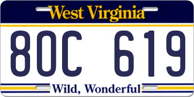 WV license plate 8OC619
