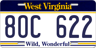 WV license plate 8OC622