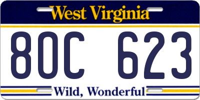WV license plate 8OC623