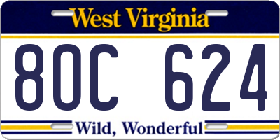 WV license plate 8OC624