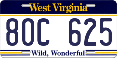 WV license plate 8OC625