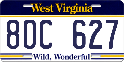 WV license plate 8OC627