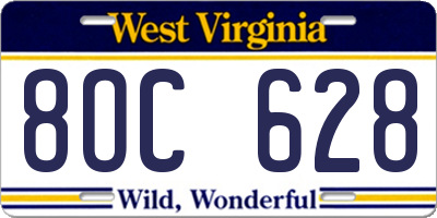 WV license plate 8OC628