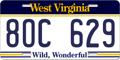WV license plate 8OC629