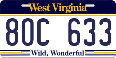 WV license plate 8OC633