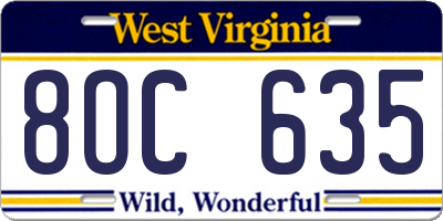 WV license plate 8OC635