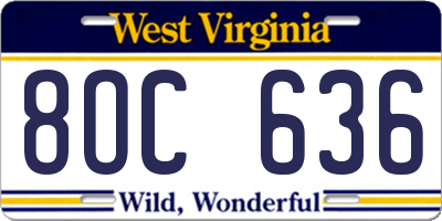 WV license plate 8OC636