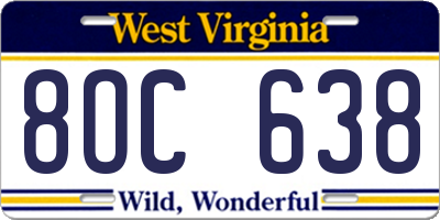 WV license plate 8OC638