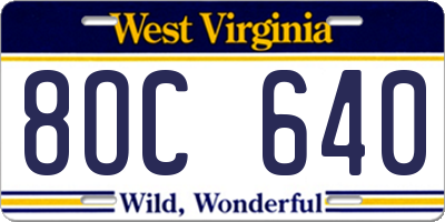 WV license plate 8OC640