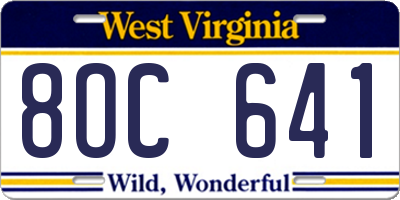 WV license plate 8OC641