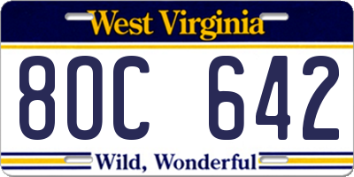 WV license plate 8OC642
