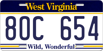 WV license plate 8OC654