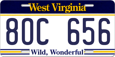 WV license plate 8OC656