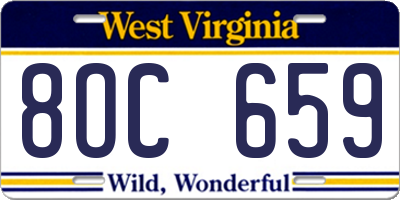 WV license plate 8OC659