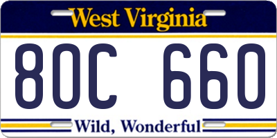 WV license plate 8OC660