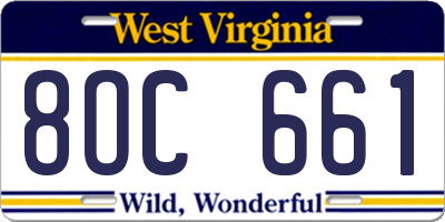 WV license plate 8OC661