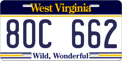 WV license plate 8OC662