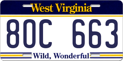 WV license plate 8OC663