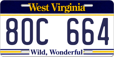 WV license plate 8OC664