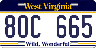 WV license plate 8OC665