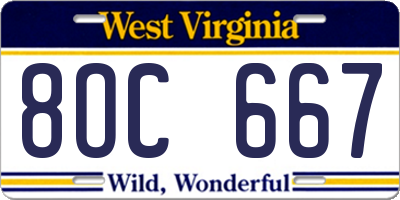 WV license plate 8OC667