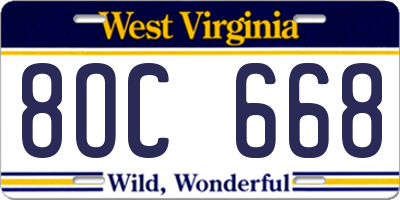 WV license plate 8OC668