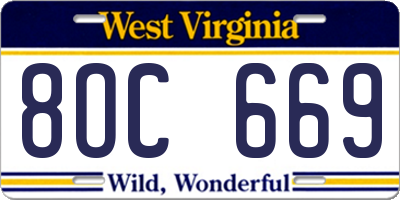 WV license plate 8OC669