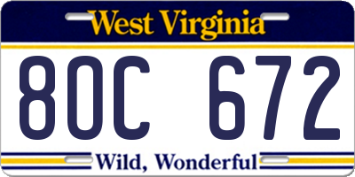 WV license plate 8OC672