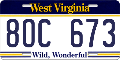 WV license plate 8OC673