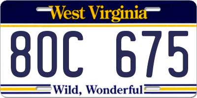 WV license plate 8OC675