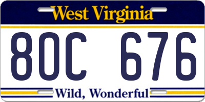WV license plate 8OC676