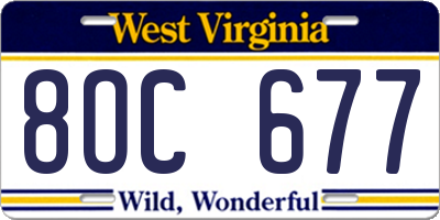 WV license plate 8OC677