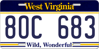 WV license plate 8OC683