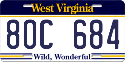 WV license plate 8OC684