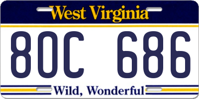 WV license plate 8OC686