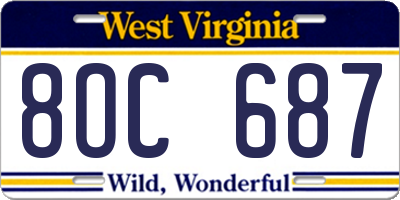 WV license plate 8OC687