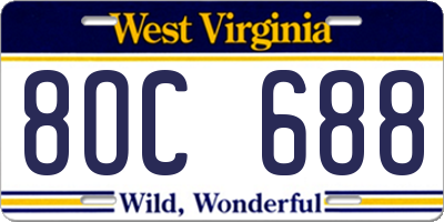 WV license plate 8OC688