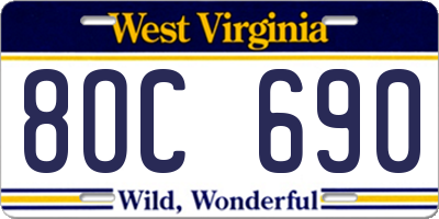 WV license plate 8OC690