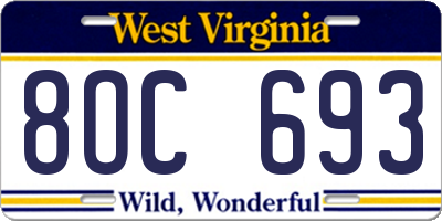 WV license plate 8OC693
